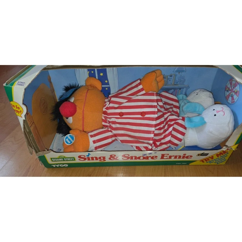 Vintage 1996 Tyco Sesame Street Sleep and‎ Snore Ernie Talking Singing Doll NEW
